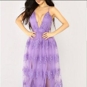 Spring Lavender Floral Dress (floor length)